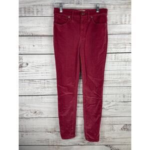 Madewell 10” High Rise Skinny Jeans Red Velvet 27 Soft Stretch Modal Career